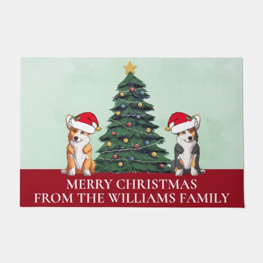 Niedlich Custom Merry Christmas Corgi Dogs Fußmatte (Vorderseite)