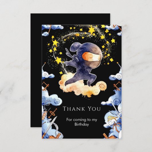 Niedlich Custom Ninja Geburtstag Dankeskarte (Vorne/Hinten)