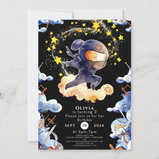 Niedlich Custom Ninja Geburtstag Einladung (Vorderseite)