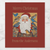 Niedlich Custom Rich Red Santa Claus Bluebirds Weinetikett (Einzelnes Label)