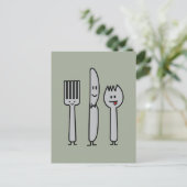Niedlich Cutlery Utensils Fork Knife Spork Spoon H Postkarte (Stehend Vorderseite)