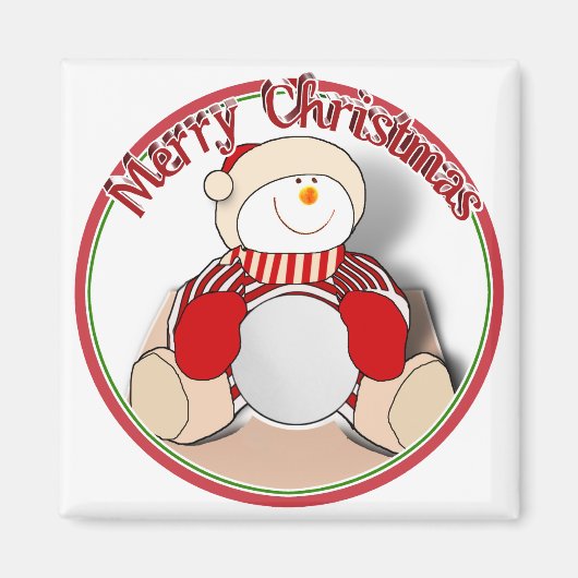 Niedlich Cutout Snowman - Frohe Weihnachten Magnet (Vorne)