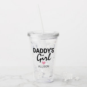 Niedlich Daddys Girl Pink Herz Personalisierte Kin Acryltrinkbecher