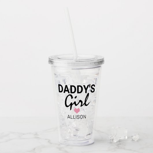 Niedlich Daddys Girl Pink Herz Personalisierte Kin Acryltrinkbecher (Vorderseite Ice)