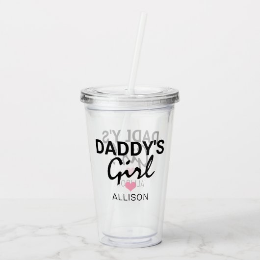 Niedlich Daddys Girl Pink Herz Personalisierte Kin Acryltrinkbecher (Rückseite)