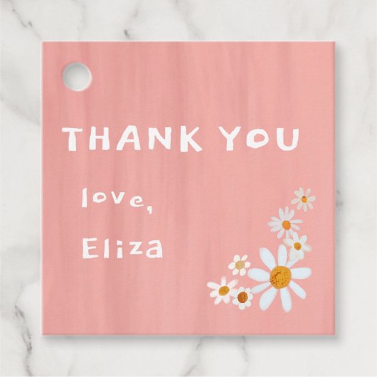 Niedlich Daisies Gouache Custom Baby Shower DANKE Geschenkanhänger (Vorderseite)