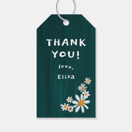 Niedlich Daisies Gouache Custom Baby Shower DANKE Geschenkanhänger (Vorderseite)