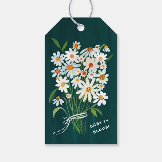 Niedlich Daisies Gouache Custom Baby Shower DANKE Geschenkanhänger (Rückseite)
