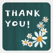 Niedlich Daisies Gouache Custom Baby Shower DANKE Quadratischer Aufkleber (Vorderseite)