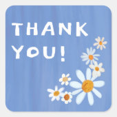 Niedlich Daisies Gouache Custom Baby Shower DANKE Quadratischer Aufkleber (Vorderseite)