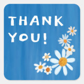 Niedlich Daisies Gouache Custom Baby Shower DANKE Quadratischer Aufkleber (Vorderseite)
