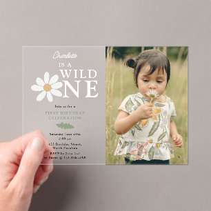 Niedlich Daisy Blume 1. Geburtstag Girl Wild 1 Fot Acryleinladungen