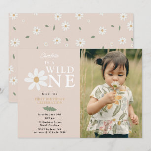 Niedlich Daisy Blume 1. Geburtstag Girl Wild 1 Fot Einladung