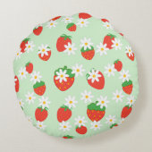 Niedlich Daisy Blume Erdbeere Weihnachts Muster Rundes Kissen (Rückseite)