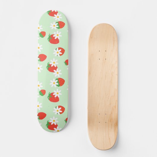 Niedlich Daisy Blume Erdbeere Weihnachts Muster Skateboard (Vorderseite)
