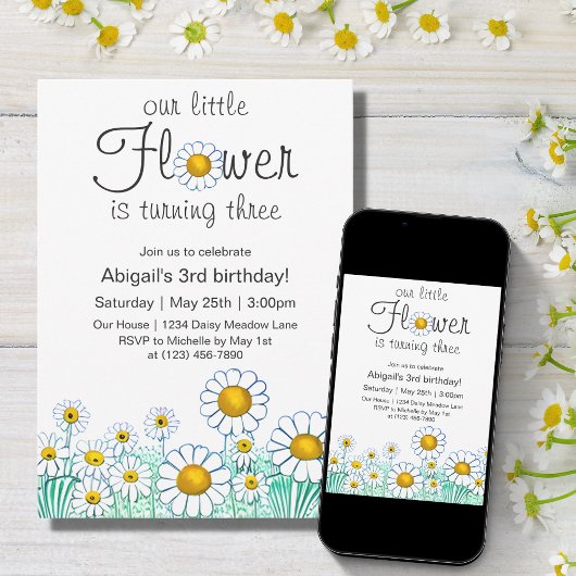 Niedlich Daisy Blume Fun Floral Geburtstag Einladung