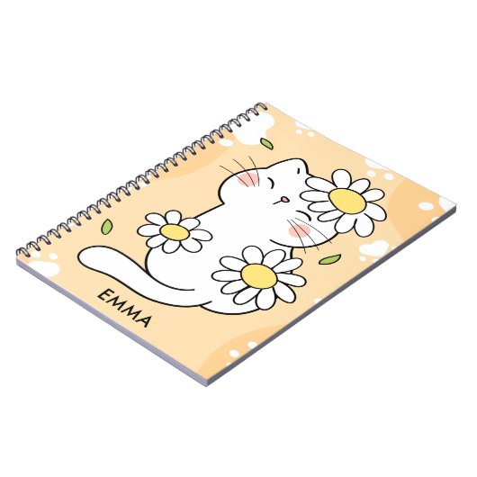 Niedlich Daisy cat Cartoon Custom Notizblock (Linke Seite)