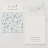 Niedlich Daisy Floral Aqua Blue Script Earring Hol Visitenkarte (Vorne/Hinten)