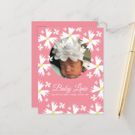 Niedlich Daisy Florals Border Foto Baby Ankündigungspostkarte