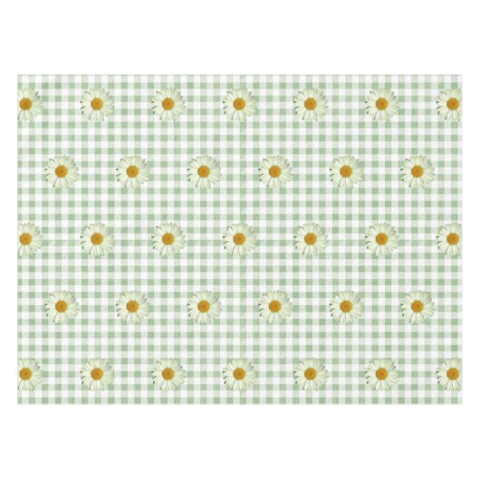 Niedlich Daisy Pattern auf Sage Gingham Kariert Tischdecke (Vorderseite (Horizontal))