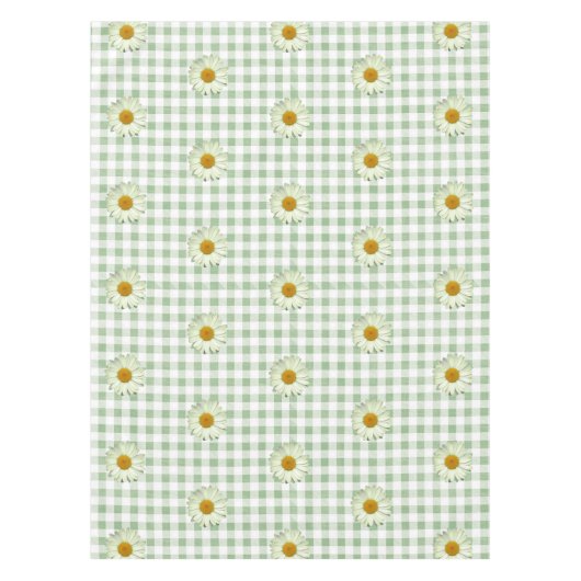 Niedlich Daisy Pattern auf Sage Gingham Kariert Tischdecke (Vorderseite)