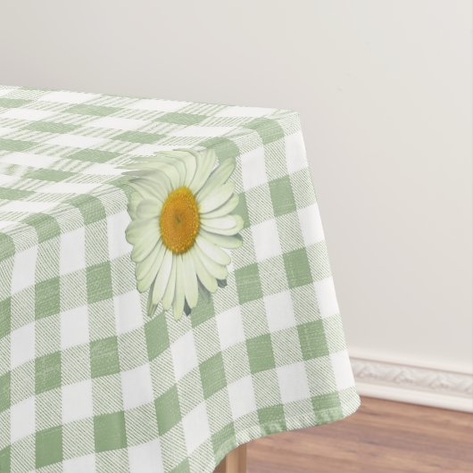 Niedlich Daisy Pattern auf Sage Gingham Kariert Tischdecke (Beispiel)