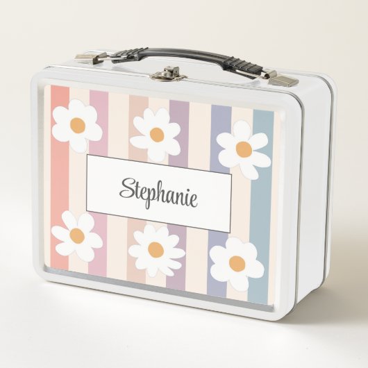 Niedlich Daisy Pattern Girly Metall Brotdose (Vorderseite)