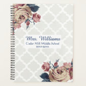 Niedlich Damask Floral Personalisiert Teacher Plan Planer (Vorderseite)