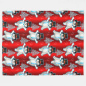 Niedlich Dance Snowmen Rote Weihnachten Fleecedecke (Vorderseite (Horizontal))