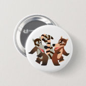Niedlich Dancing Cartoon Coatimundis Button (Vorne & Hinten)