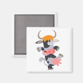 Niedlich Dancing Cartoon Cow Magnet (Vorderseite/Rückseite)