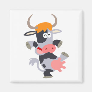 Niedlich Dancing Cartoon Cow Magnet