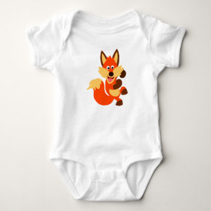 Niedlich Dancing Cartoon Fox Baby Bodysuit Strampler