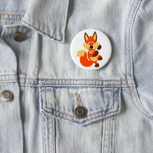 Niedlich Dancing Cartoon Fox Button Abzeichen (Beispiel)