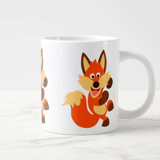 Niedlich Dancing Cartoon Fox Jumbo Tasse (Rechts)