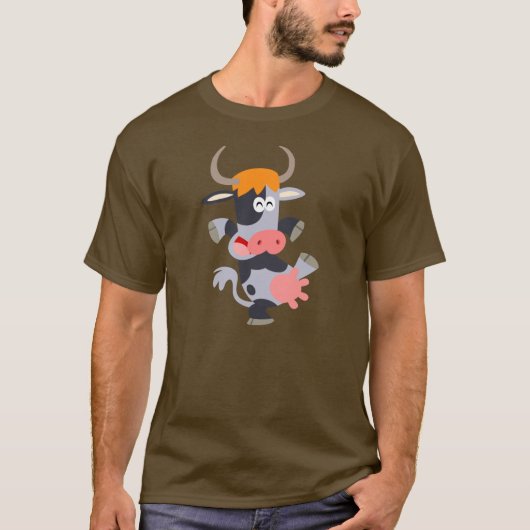 Niedlich Dancing Cartoon Kuh T - Shirt (Vorderseite)