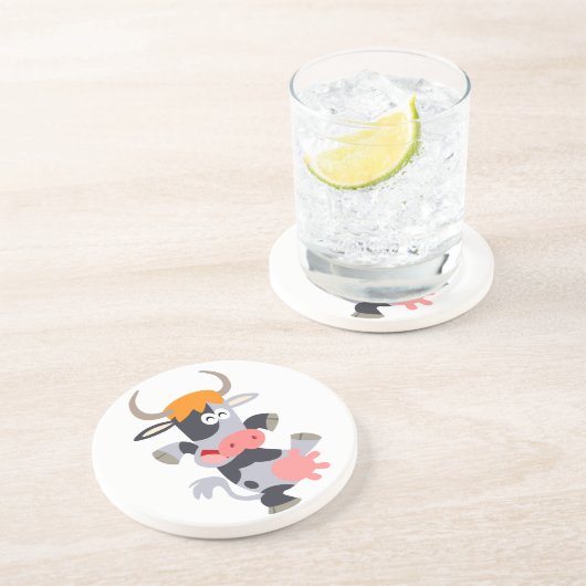 Niedlich Dancing Cartoon Kuh Untersetzer (Seite)