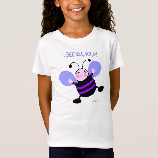 Niedlich Dancing Cartoon Lila Bee Lavender Wings T-Shirt (Vorderseite)