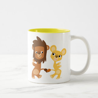 Niedlich Dancing Cartoon Löwen Zweifarbige Tasse