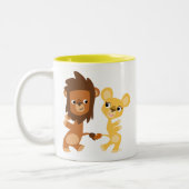 Niedlich Dancing Cartoon Löwen Zweifarbige Tasse (Links)