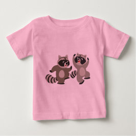 Niedlich Dancing Cartoon Raccoons Baby T - Shirt