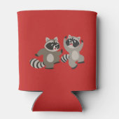 Niedlich Dancing Cartoon Raccoons Dosenkühler (Rückseite)