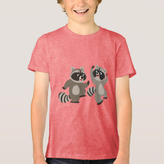 Niedlich Dancing Cartoon Raccoons Kinder T - Shirt