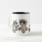 Niedlich Dancing Cartoon Raccoons Zweifarbige Tasse (Vorderseite Links)