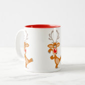 Niedlich Dancing Cartoon Rentier Tasse (Vorderseite Links)