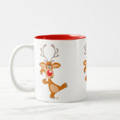 Niedlich Dancing Cartoon Rentier Tasse (Links)