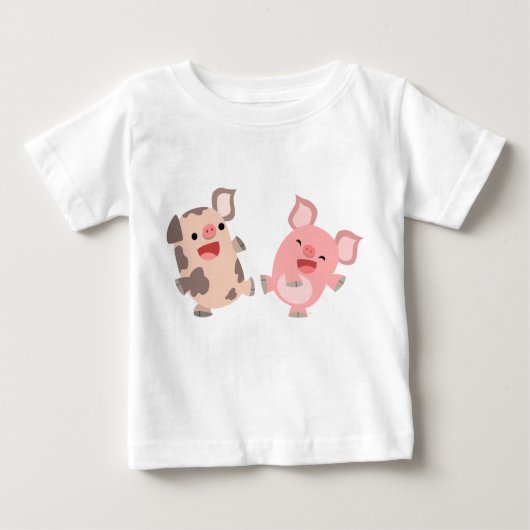 Niedlich Dancing Cartoon Schweine Baby T - Shirt (Vorderseite)