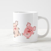 Niedlich Dancing Cartoon Schweine Jumbo Tasse (Rechts)