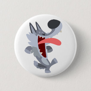 Niedlich Dancing Cartoon Wolf Button Abzeichen