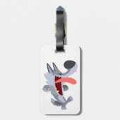 Niedlich Dancing Cartoon Wolf Gepäckträger Tag Gepäckanhänger (Rückseite vertikal)